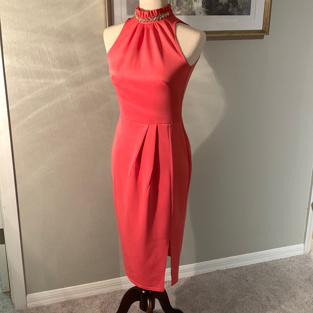 Coral sleeveless dress
